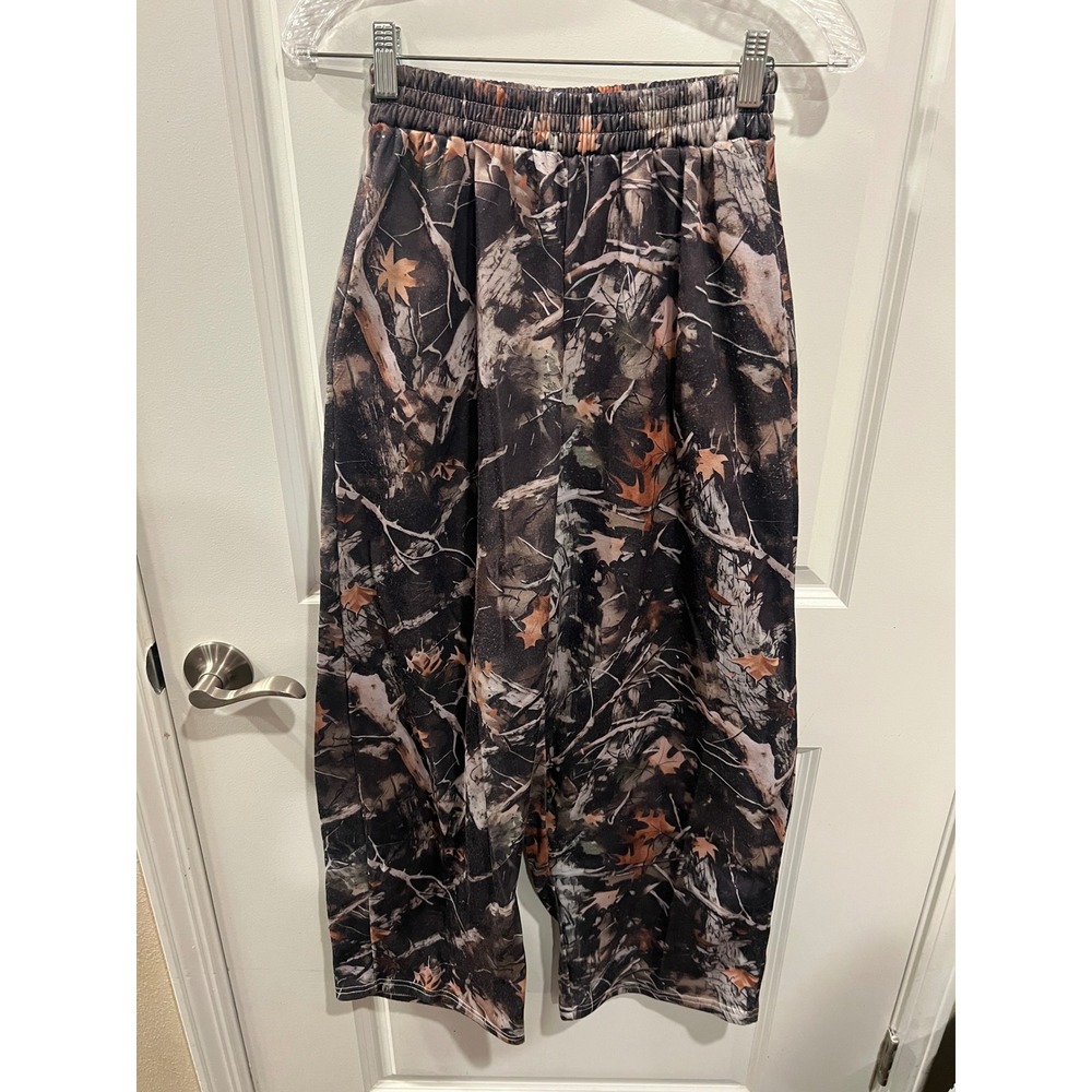 SHEIN Women‎ Wide Leg Pants Real Tree Camo Print Brown Size S